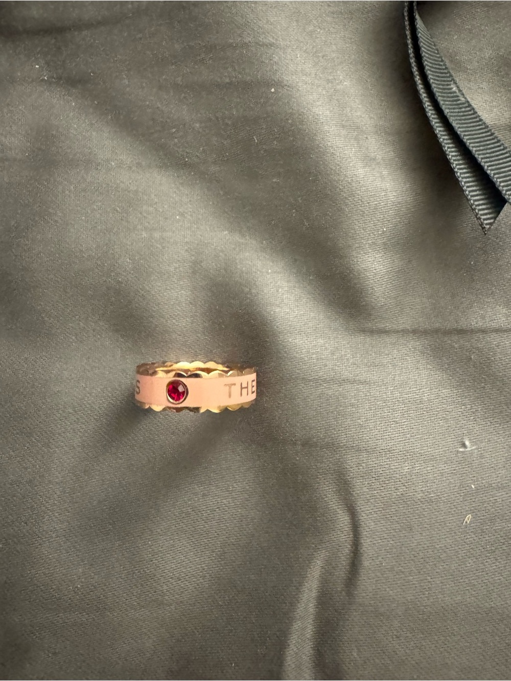 Marc Jacobs Rose Gold Band Ring with Pink-Red Stone